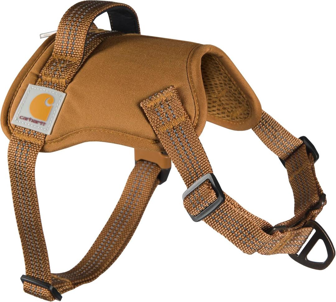 Carhartt Nylon Duck No Pull Dog Harness, Fully Adjustable Dog Harness with Quick Control Handle and Reflective Accents, Carhartt Brown, Small