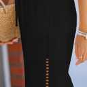 Lasjixion Women Linen Pants Capri Pants Petite Loose Fit Elastic Drawstring Pajama Summer Beach Vacation Pants for Women, Size 2XL