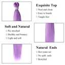 Purple Braiding Hair 24Inch 3 Packs Braiding Hair Pre Stretched Colored Hair Extensions for Twist or Box Braids Long Crochet Synthetic Easy Braids for Woman and Girls