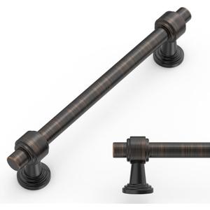 Amerdeco 10 Pack Oil Rubbed Bronze Cabinet Pulls 5 Inch(128mm) Hole Center Drawer Pulls Cabinet Hardware Kitchen Cabinet Handles for Bathroom ZH0069