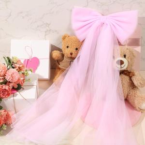 Zeyune 1 Pcs Pink Large Bow Party Decorations 13.4 x 28.7 Inch Giant Ribbon Bow Hanging Wall Decor Wrapping DIY Craft for Birthday Valentines Day Wedding Baby Shower Room Wall Backdrop Party