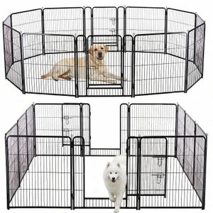 NEWBULIG Dog Playpen for Indoor 40 Inch 12 Panels - Portable Heavy Duty Metal Pet Exercise Pen with Door, Foldable Small Medium Large Dog Puppy Playpen Fence for Outdoor RV, Camping, Yard, Garden