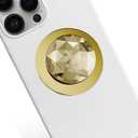 Elegant Synthetic Cubic Zirconia Phone Grip - Magnetic Extendable Stand, Anti-Slip - Compatible with iPhone & Android (Gold)
