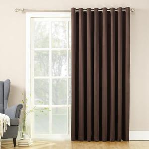 Sun Zero Barrow Energy Saving Grommet Sliding Patio Door Curtain Panel, 100"W x 84"L (Pack of 1), Chocolate Brown