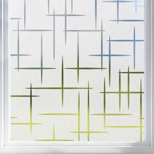 Finnez Frosted Window Film Non-Adhesive, Static Cling Privacy Film for Glass, No Glue Decorative Cling for Home Office Bathroom UV Protection Cross Pattern 35.4 X 78.7 Inches