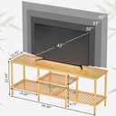 Amazer Bamboo TV Stand for 60 65 Inch TV, Entertainment Center with 3 Tier Open Storage Shelf, Wood TV Table for Living Room, Bedroom, 59 x 15.75 x 22.4 inches