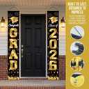 2026 Graduation Decorations Porch Banner Black and Gold, Congrats Grad Class of 2026 Banner for Graduation Party Decorations for Front Door, Porch and Graduation Party Supplies