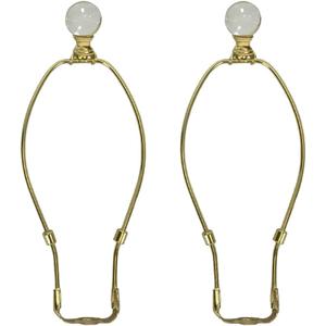 Royal Designs, Inc. HF-4001-10PB-2 Heavy Duty Lamp Harp and Crystal Finial Kit 10 inch, Polished Brass, 2-Pack