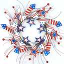 AMF0RESJ 4th of July Wreath Patriotic Wreaths for Front Door with red,White,Blue Glitter Star for Front Door Farmhouse Home Wall Independence Day Decoration