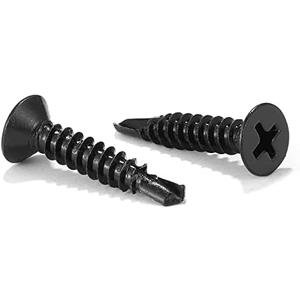 #8 x 1" Sheet Metal Screws 100Pcs 410 Stainless Steel Flat Head Fast Self Tapping Screws Black Oxide by SG TZH