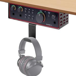 Metal Under Desk Mount for Focusrite Scarlett 2i2 4th Gen with Adjustable Headphone Hanger Stand, Metal Under Desk Mount for Audio Interfaces and Studio Gear (Only for Focusrite Scarlett 2i2 4th Gen)
