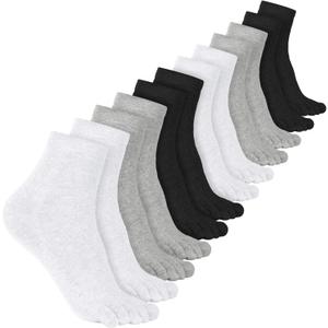 Bencailor Women Toe Socks Cotton Breathable Compression Crew Five Toe Sock for Women Men Athletic Running (5-9, Black, White, Gray)