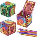 Creative 3D Sensory Cube Toys for Children with Autism,Silicone Fingertip Cube Toys for Anxiety Relief, Focus, ADHD & Autism,Suitable for Children and Adults,with 20 Silicone Strings (Green)