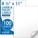 8.5" X 11" Full-Sheet Printable Labels Compatible with Inkjet and Laser Printers - 100 Sheets, 100 Matte White Paper Stickers for Shipping, Mailing, and DIY Projects - Spartan Industrial