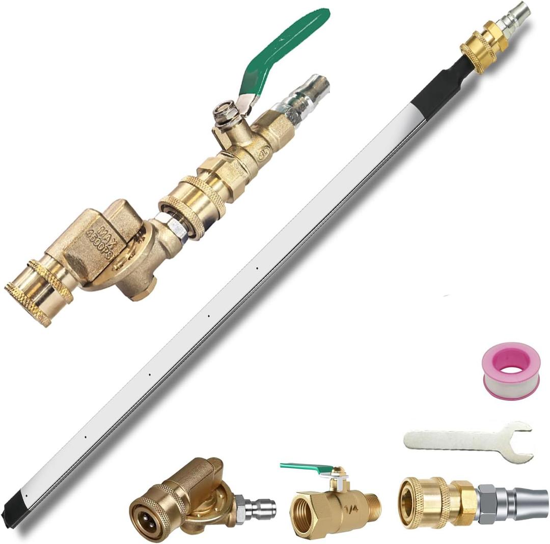 Lucstar Radiator Cleaning Wand, (40"wand+Coupler+Valve Switch), Radiator Genie Water Air Cleaning Wands, Radiator Flush And Cleaner Tool, Home Car Truck Power Washer Wand, Gutter Cleaning