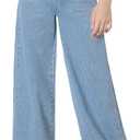 EXARUS Girls Jeans Baggy Denim Pants Wide Leg/Flare Teen Clothes Ripped | Tween Washed Trousers Casual Youth Kids Junior Preteen Preppy Back to School Bottoms Pockets Mid Rise Y2K 6-16Y (Blue)