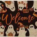 Artoid Mode Ghost Boo Halloween Welcome Doormat, Home Decor Low-Profile Switch Rug Door Mat Floor Mat for Indoor Outdoor 24x35 Inch (Black)
