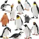 Toymany 12PCS Realistic Penguin Figurines, Plastic Polar Antarctic Animal Figures Set with Penguin Cub, Easter Eggs Cake Toppers Christmas Birthday Gift for Kids Toddlers