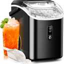 Nugget Ice Maker Countertop, 35.5Lbs/24Hrs Chewable Sonic Ice Machine with Self-Cleaning, Handle, Water Tank, Quiet Operation & Portable Pellet Ice Maker for Home, Office, Kitchen, Bar, Deep Black