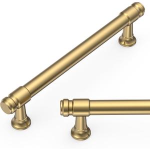 Amerdeco 10 Pack Champagne Bronze Cabinet Pulls 5 Inch(128mm) Hole Center Heavy Duty Solid Kitchen Cabinet Handles Drawer Pulls ZH0090