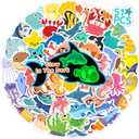 Glow in The Dark Cute Ocean Animals Water Bottle Stickers for Kids, 50 Pcs Colorful Cartoon Sea Animals Vinyl Waterproof Laptop Decals, Skateboard Mugs Phone Case Luggage Scrapbook Decor (Luminescent-228kshr)