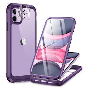 Miracase Glass Series for iPhone 11 Case [with Camera Lens Protector] Full-Body Rugged Bumper Case with Built-in 9H Tempered Glass Screen Protector Compatible with iPhone 11 6.1 inch, Purple