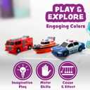 Tub Works Emergency Cars Light Up Bath Toys, 6 Pack | Water-Activated Light Up Toys Flash & Change Color | Soft, Squeezable Baby & Toddler Bath Toys | Sensory Toys with Bath Lights for Kids Bath