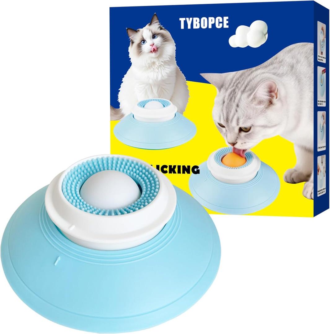 4 x Slow Feeder cat Bowl, Interactive Licking Bowl for Wet & Liquid Food, Cat Puzzle Feeder, Non-Slip Cat Food Bowl for Slow Eating, Anxiety Relief Cat Slow Feeder Bowl White Ball