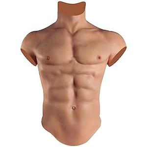 Liifun Realistic Fake Silicone Muscle High Collar Chest Costume for Cosplay Makeup Halloween Props Male Shaper Stronger