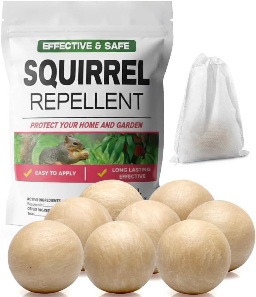 Squirrel Repellent for Yard & Garden, Peppermint Chipmunk Repellent, Squirrel Deterrent for Attic Garage/Bird Feeders, Keep Squirrels Away, Safe to Pets & Kids- 8 Pack