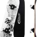 Nattork 31 Inch Complete Skateboard, Standard Skateboards for Beginners, Wood 9 Layer Canadian Maple Trick Skate Boards for Boys Girls Youth Teens Adults (Skeleton Wing)