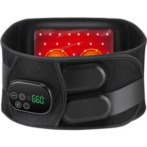 Cordless Sciatica Pain Relief Devices - 660nm 850nm Near Infrared Red Light Therapy Belt Lower Back with Heating Soothing Vibration, Support to 50" Waist, Auto Off, 1H Run Time