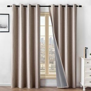 100% Blackout Curtains 90 Inch Length 2 Panels Set, Linen Curtains for Living Room, Black Out Thermal Insulated Grommet Drapes Bedroom Luxury Decor Privacy(52W  90L inch, Linen)