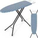KINGBOARD Foldable Ironing Board Full Size, Iron and Ironing Board Set Standard Size, Iron Boards with Ironrest & Adjustable Height,Heavy Duty Iron Table Stand with Metal Legs &Thick Cover,43x13 Blue