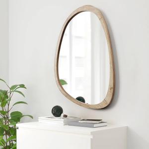 sawsile Irregular Mirror for Decor,Wood Frame Asymmetrical Wall-Mounted Mirror, Large Vanity Mirror for Wall Decoration, Modern Mirror for Living Room Bedroom Bathroom Entryway Mirror 20X30"