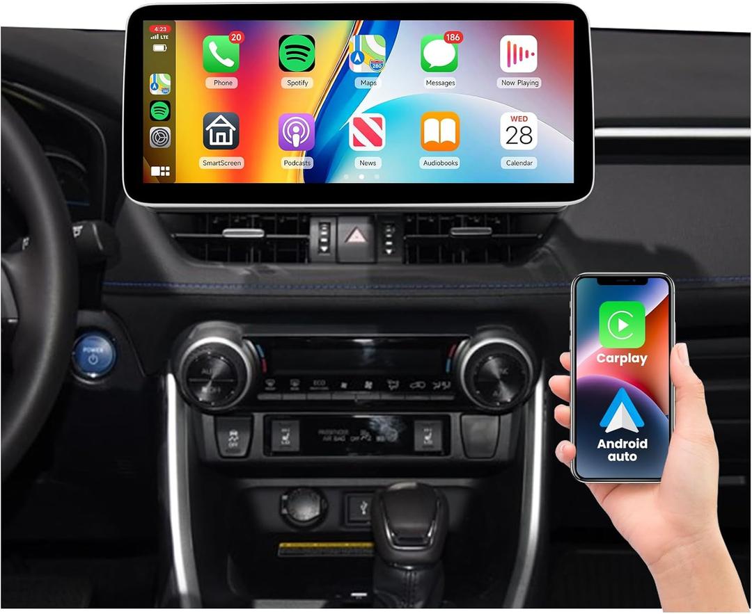 8Core 4G+64G 12.3 inch IPS Car Radio for Toyota RAV4 2018-2022, Rimoody Car Stereo with Android Carplay and Android auto GPS WiFi Mirror Link DSP-36 1920 * 720 Touchscreen BT/FM/RDS Backup Camera