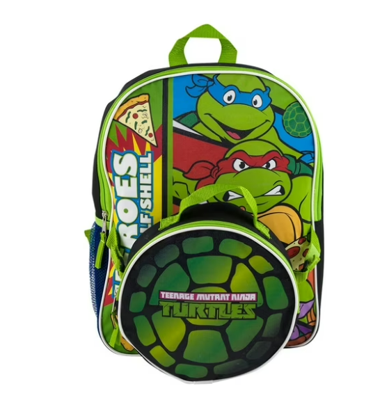 Fast Forward TMNT Backpack And Detachable Lunchbox - 15" - Green - Adjustable Straps