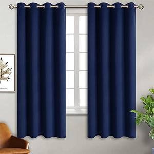 BGment Blackout Curtains for Bedroom - Grommet Thermal Insulated Room Darkening Curtains for Living Room, Set of 4 Panels, Each 46 x 63 Inch, Navy Blue