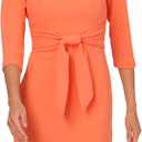 Adrianna Papell Knit Crepe Tie Waist Sheath Dress (Orange, XXL)