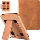 BOZHUORUI Stand Case for Older 6" Kindle Paperwhite 5th/6th/7th/10th Generation e-Reader (2012-2018 Release) - PU Leather Sleeve Cover with Two Hand Straps & Auto Sleep/Wake (Brown)