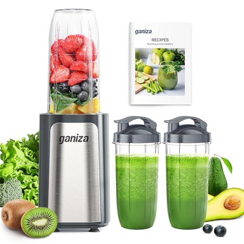 Ganiza Smoothie Blenders, 14Pcs Personal Blender for Shakes and Smoothies for Kitchen with 3 Portable Blender Cups (1x24oz & 2X17oz), Single Serve Smoothies Maker for Juices, Nutritious Recipe Grey