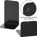 VFINE Bookends 1 Pair, Black Metal Book Ends, Heavy Bookends for Shelves, Book Stopper for Heavy Books, Book Organizer for Home Office School Supplies