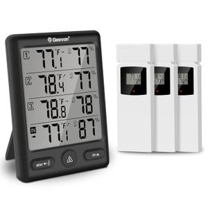 Geevon Indoor Outdoor Thermometer Wireless with 3 Remote Sensors, Digital Hygrometer Thermometer, Wireless Temperature Humidity Monitor Gauge with 200FT/60M Range