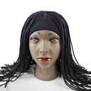 Knotless Braided Wigs for Black Women Heat Resistant Fiber Soft Synthetic Short Bob Box Braided Wig with Bangs African American Braided Wigs (Headband wig, 14 inches)