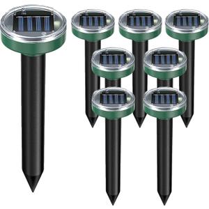 8 Pack Snake Repellent, Mole Repellent Solar Powered Ultrasonic, Gopher Repeller Sonic Mole Deterrent Spikes, Snake Gopher Vole Repellent Outdoor for Lawn Garden & Yard-Green