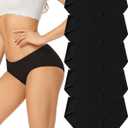 voenxe Women Seamless Hipster Underwear,Breathable Ladies Panties Bikini,No Show Briefs,Comfortable Undies for Women 5-Pack (Large)
