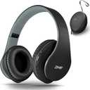 ZIHNIC Bluetooth Headphones Over-Ear, Foldable Wireless and Wired Stereo Headset Micro SD/TF, FM for Cell Phone,PC,Soft Earmuffs &Light Weight for Prolonged Wearing(Black/Gray)