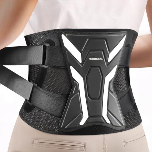 Duoorra Back Brace for Men & Women - Lower Back Pain Relief, Sciatica Pain Relief, Herniated Disc, Scoliosis - Breathable Back Support Brace with 26° Ergonomic Bionic Curve Support Stays - L