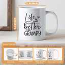 Grampy Grandpa Coffee Mugs, Grandpa Gifts for Father's Day from Grandkids, Grandfather Tea Cup Gifts for Birthday, Life Is Just Better With Grampy Ceramic Coffee Tea Mug 11oz