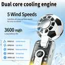 2026 World Cup Handheld Fan-Portable Handheld Turbo Fan with Ice Cooling | 5 Speeds,180° Adjustable, 4-Mode LED Lights,Rechargeable Mini Fan,for stadiums, events, and football fan matches(White), Compact